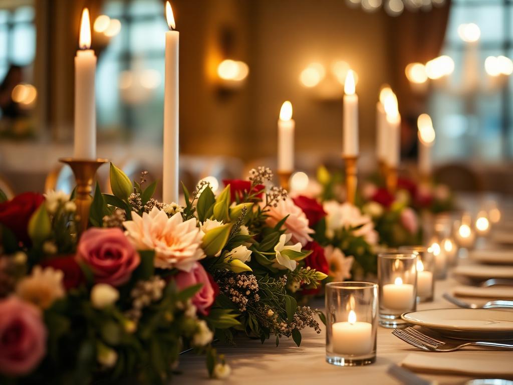 Floral centerpiece and candles